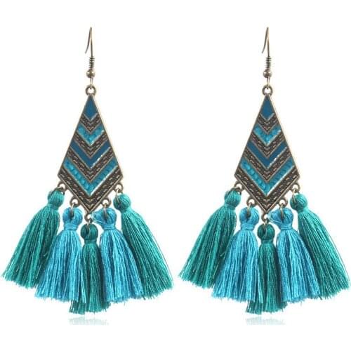 2020 New Design Retro Silk Tassel Earring Bohemian Style Ethnic Earrings For Women Accessories
