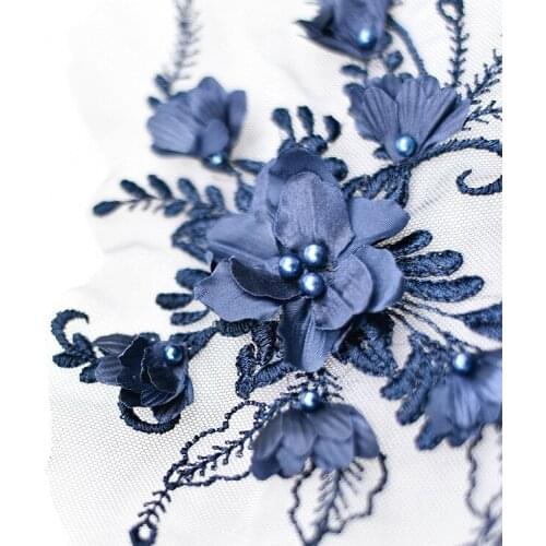 8colors 3D Flower Embroidered Lace Wedding Beaded Patch Wedding Dress Lace Applique DIY Handmade Voiel Decor Flower 1PIECE