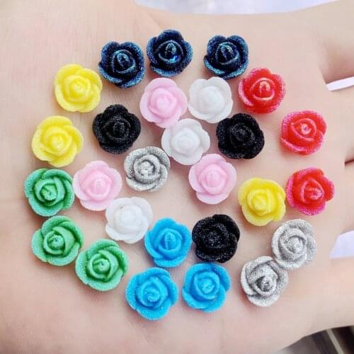 80pcs 12mm Resin Flower Flatback Rhinestone Cabochon Scrapbook Wedding DIY Resin Ornaments HE23