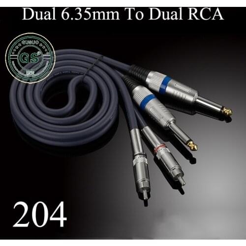 GUSUO Quality Dual RCA to 2x 6.35mm 1/4'' Mono TS Plug Audiophile Audio Cable for Mixer Amplifier 0.5M-30M