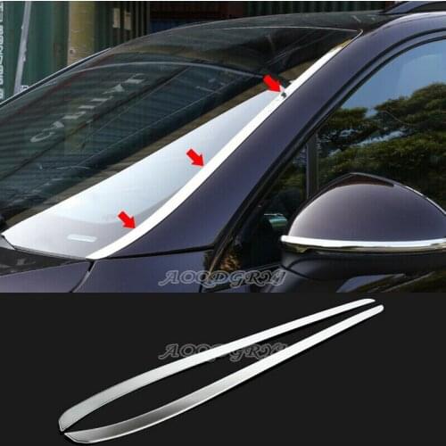 Car Accessories For Porsche Cayenne 2014-2017 Chrome Stainless Front Windshield Trim Covers 2pcs