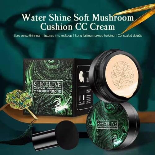 BB Air Cushion Foundation Mushroom Head CC Cream Concealer Whitening Makeup Cosmetic Waterproof Brighten Face Base Tone Maquiage