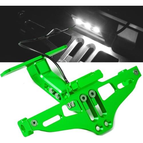 Motorcycle CNC License Holder Frame Number Plate Bracket With Led Light For kawasaki z800 z1000 z900 z650 ninja 300 200 z400