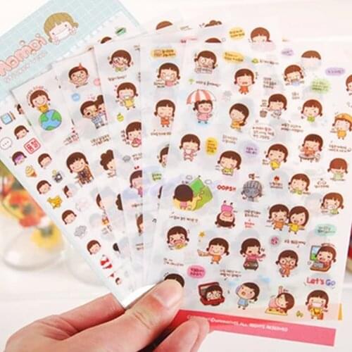 Dropship 6 Sheets Cartoon Girl Stickers Biscuits Scrapbook Calendar Diary Planner Decor
