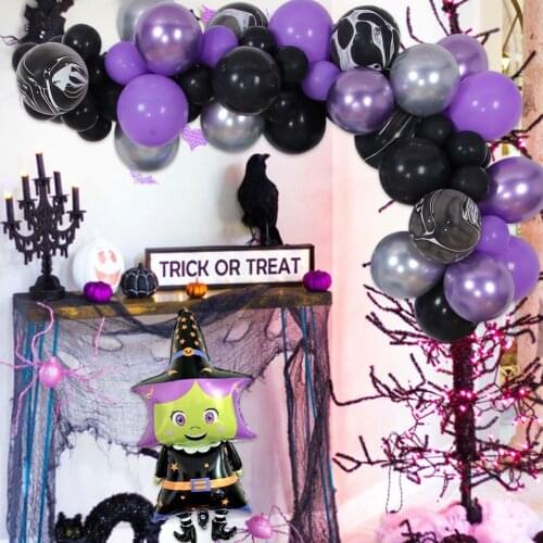 Halloween Balloons Garland Arch Kit Purple Balloon Arch Witch Skull Foil Balloons Halloween Balloons Halloween Party Decoartion