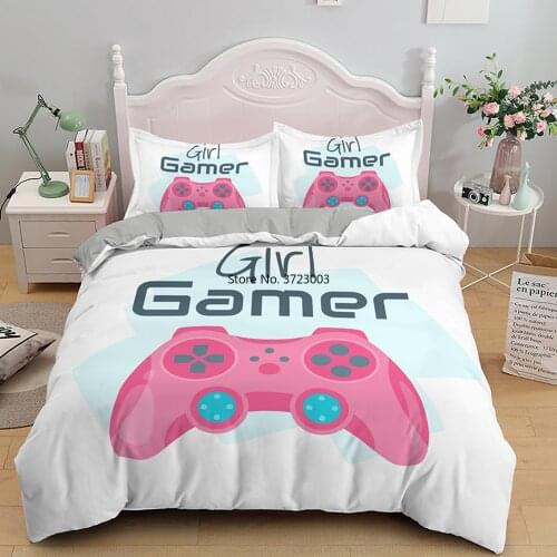 Cartoon Game Handle Bedding Set Fashion Teen Boys Bedroom Decorated with Game Down Cover Pillowcase 2/3 Piece Bedding Set