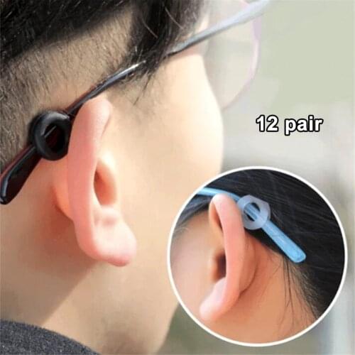 12 Pairs Temple Tip Sport Eyewear Glasses Round Ear Hooks Anti Slip Silicone Grips for Kids Adults Sunglasses Reading Glasses