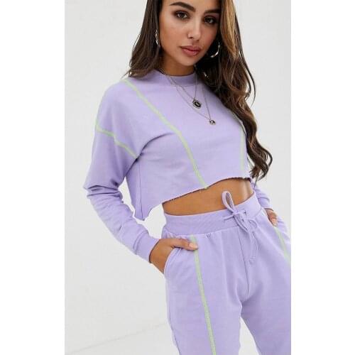 Summer New Commuting Fashion Womens Wear Long-Sleeved Violet Trousers Two Pack