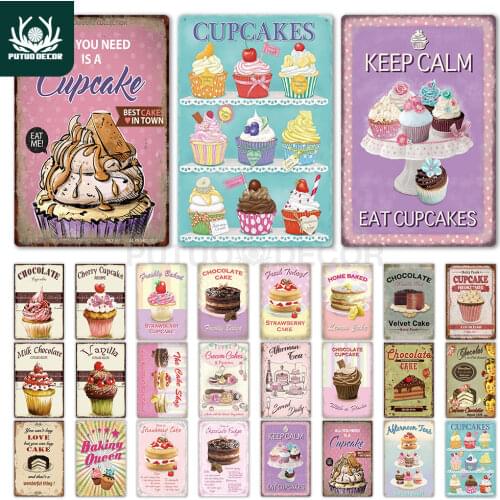 Cake Metal Poster Plaque Metal Vintage Bakery Kitchen Decor Sign Wall Decor Metal Tin Sign