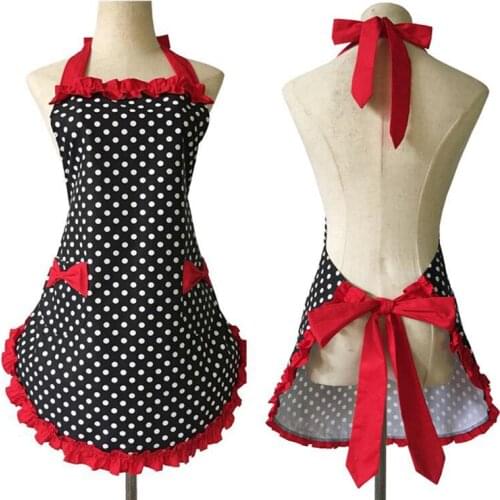 Cute Bow Lace Cotton Womens Blouse Simple Bandage Advertising Apron Womens Home Kitchen Supermarket Overalls