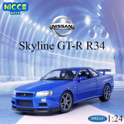 Welly 1:24 Classic Diecast Car Nissan Skyline GT-R R34 High Simulator Metal Alloy Toy Car Model Car For Children Gift Collection
