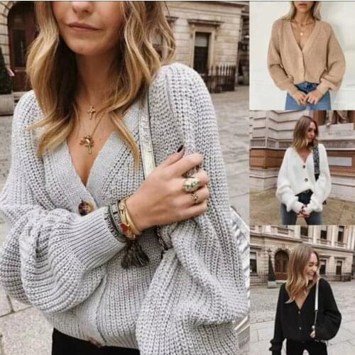 Fashion Sweter Cardigan Knitted Sweater Female Solid Womens Sweaters 2021 V Neck Pull Femme Long Sleeve Winter Sweater Women