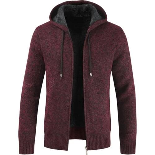 2021 New Mens Hooded Sweaters Autumn Winter Warm Cashmere Wool Zipper Cardigan Coats Blusa De Frio Masculino