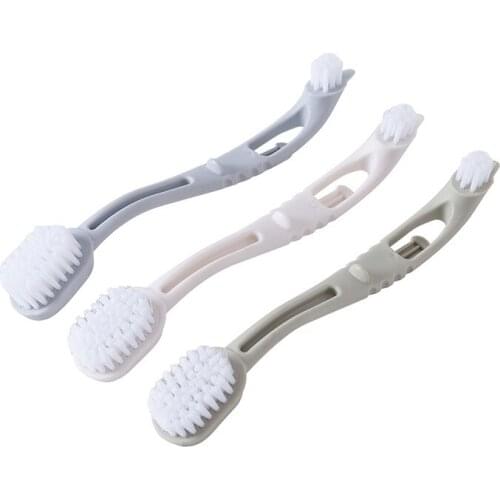 Creative new multi-functional double end curved handle cleaning brush shoe brush household convenient small cleaning brush