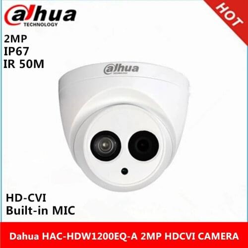Original Dahua DH-HAC-HDW1200EQ-A HDCVI camera built-in MIC 2MP IR 50M IP67 Security CCTV Camera HAC-HDW1200EQ-A
