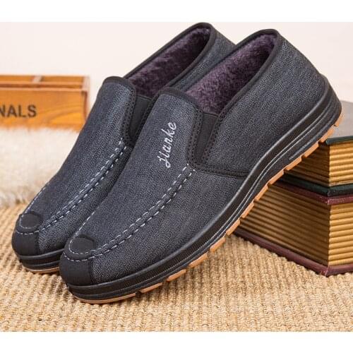 Canvas Cotton Shoes Men Winter Middle-aged And Elderly Dad Shoes Warm And Velvet Non-slip Beef Tendon Bottom Thickened Old Shoes