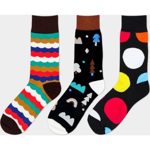 PEONFLY Happy Socks men With Fund England Wind Man Cotton Socks In Canister Leisure Time Male Socks Tide Socks 3PAIRS/LOT