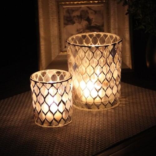Nordic Mosaic Glass Candle Holder Stand Table Modern Lantern Bulk Small Candle Holders Cup Candlestick Portavelas Home AD50CH
