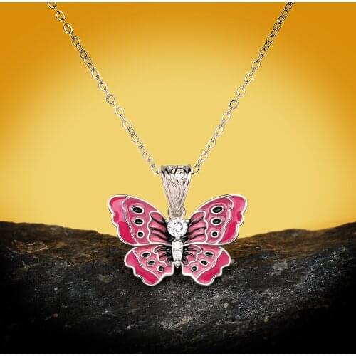 Simple And Exquisite Butterfly Epoxy Enamel Pendant Necklace Wedding Engagement Travel Cocktail Party Jewelry Gift