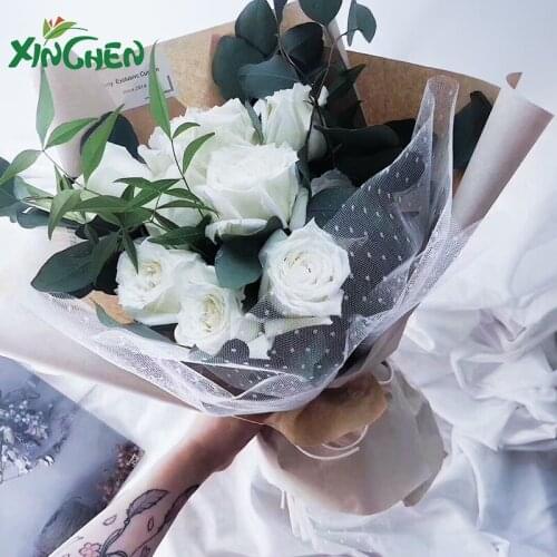 Korean-Style Dot Yarn Imported the Rose Package Flower Gauze Bouquet Mesh Flowers Wrapping Paper Material Boutique Yarn