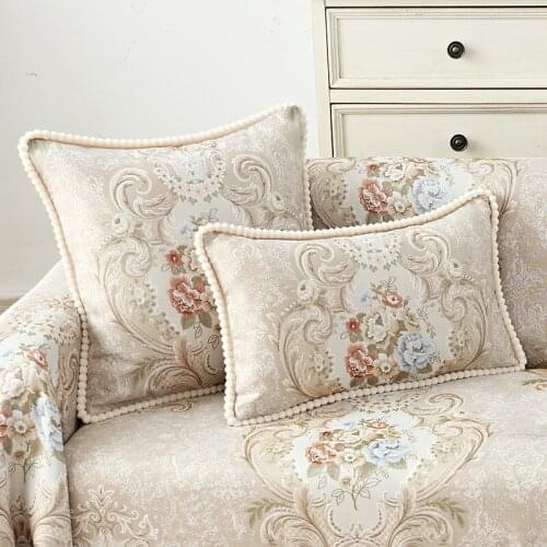 Luxury Chenille Pillow Cushion Cover Jacquard Cojines Decorativos Para Sofa Home Decorative Pillows Beaded Edge Coussin,1 PC