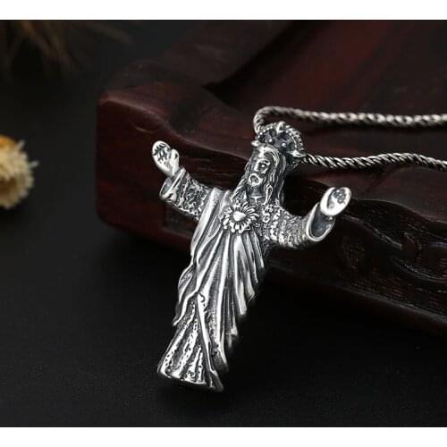 S925 sterling silver popular Thai silver fashion vintage distressed Jesus pendant
