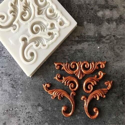 Sugarcraft Border Silicone Mold Baroque Scroll Relief Cupcake Topper Fondant Cake Decorating Tools Candy Chocolate Gumpaste Mold