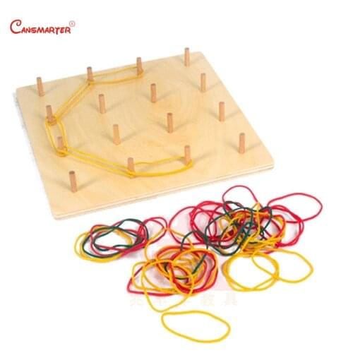 Sensorial Toys Materials Montessori Board Math Toy Children 3-6 Years Preschool Wooden Games Geometric Rubber Band SE069-3