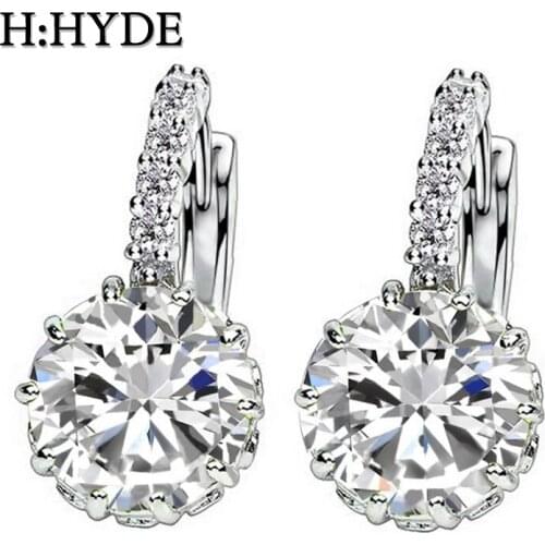 H:HYDE Vintage Heart Earrings Rose Gold CZ Crystal Rhinestone Earrings for Women Girls Christmas Gfit Fashion Wedding Jewelry