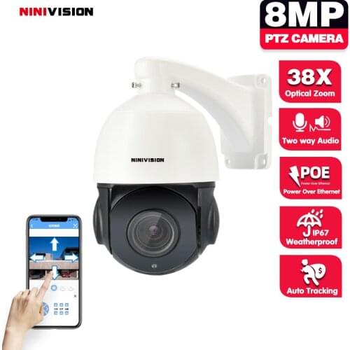 CCTV Security POE 4K 8MP Speed Dome PTZ Camera 30X Optical Zoom IR 80M POE IP Camera Outdoor Waterproof AI Smart Human Detection