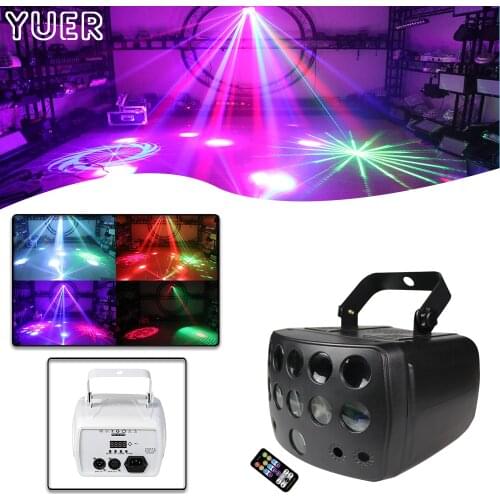 4x15W RGBW 4IN1 LED Remote Control Laser Dyeing Pattern Strobe Beam Effect Light Stage RGB Laser Projector DJ Disco Party DMX512