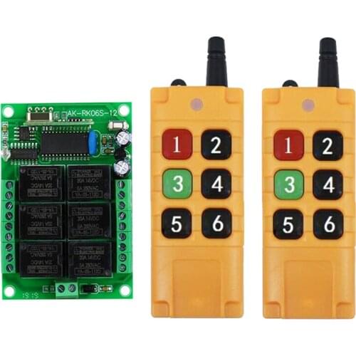 Universal 433mhz DC 12V 6 channel RF Wireless radio Remote Control switch system Receiver Transmitter lighting power on
