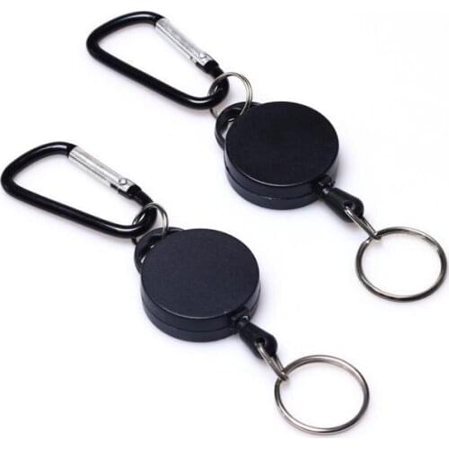 Retractable Keyring Extendable Metal Wire 60cm Keychain Clip Pull Key Ring Anti Lost ID Card Holder Key Chain Gift SN3395