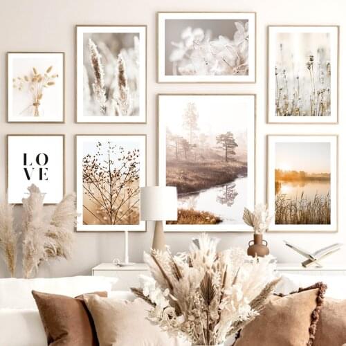 Reed Flower Grass Forest River Quotes Wall Art Canvas Painting Nordic Posters And Prints Wall Pictures For Living Room Decor