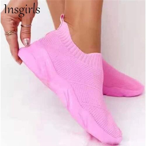 2021 Comfy Loafers Women Summer New Stretch Fabric Ladies Slip On Breathable Sneakers Running Walking Jump Large-Sized Flats