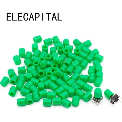 100pcs/lot Green Plastic Cap Hat G62 for 6*6mm Tactile Push Button Switch Lid Cover Free Shipping