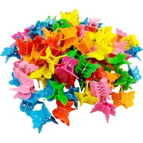 100PCS Butterfly Hair Clips Grip Claw Barrettes Mixed Color Mini Clamps Jaw Hairpin Headdress Hair Styling Accessories Tool