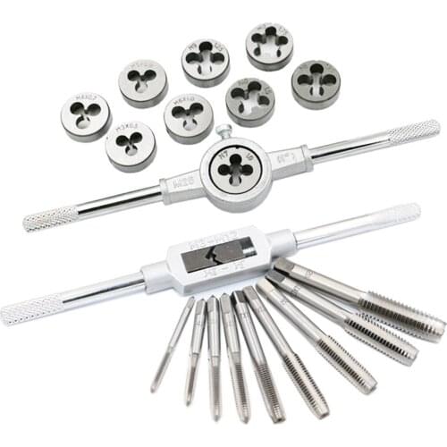 20pcs Tap Die Set Hand Thread Plug Taps Handle Alloy Steel Inch Threading Tool With Case