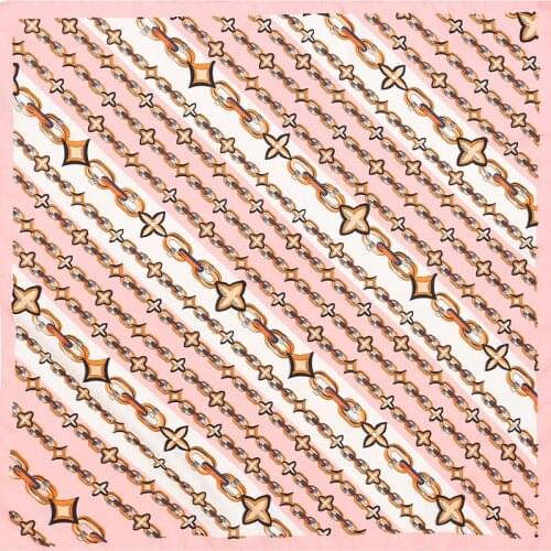 2020 70x70 Chain print Multipurpose women Silk twill scarf Satin square tie Hairband ladies foulard femme towel bufanda shawl