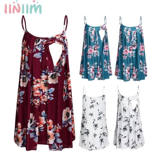 2021 Summer Floral Breastfeeding Sling Vest Camisole Pregnant Women Nursing Tops Casual Maternity Clothes Pregnancy Cami Tank