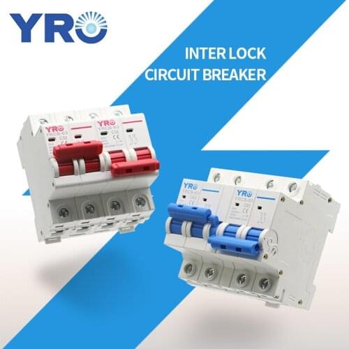 2P+2P Dual Power Manual Transfer Switch Differential Interlock Circuit Breaker Mini MTS 220V 50/60Hz