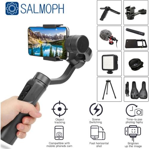 F6 3 Axis gimbal Handheld Stabilizer Cellphone Video Record Smartphone Gimbal For GoPro Action Camera Phone Vlog TikTok Live