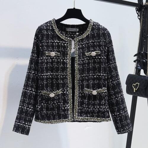 #5256 Spring 2021 Short Kimono Jacket Women Cardigan Woolen Plaid Coat Female O Neck Slim Casual Womens Jackets And Coats Cute