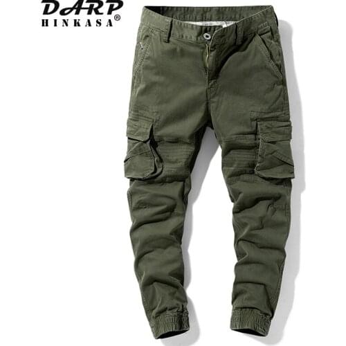 DARPHINKASA 2020 New Men Jogger Cargo Pants Casual Loose Tactical Military Pants Men Big Size Solid Color Sweatpant Trousers Men