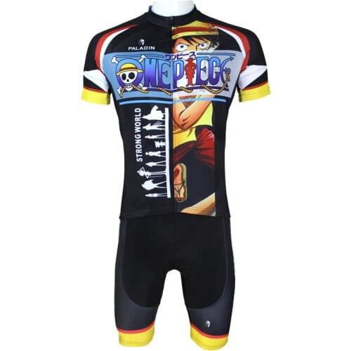 One Piece Luffy Cycling jersey Blaxk Cartoon Bike jerseys for boys 3xl Short Sleeve Bicycle Clothes