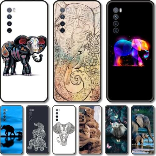 Lovely elephant Phone Case For Huawei Nova 2 3 4 5 6 7 8 SE i E Pro Lite black cell shell