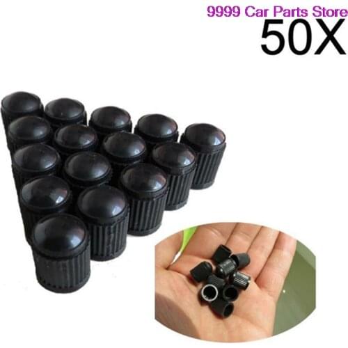 50pcs Lid Black Plastic Truck Car Tire Air Wheel Valve Stem Cap Motorcycle Auto Tyre Caps Dust Cover