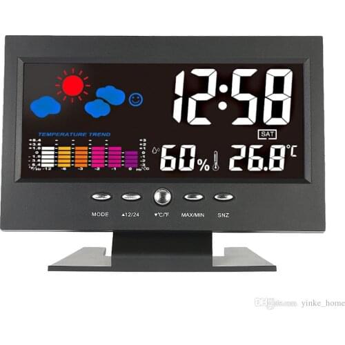 LCD Digital Temperature Humidity Meter Thermometer Hygrometer Calendar Alarm Clock Weather Forecast Station