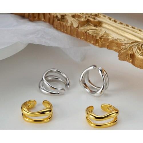 ONLY 1PC (No pierced) 10MM Authentic 925 Sterling silver Double Rows Wave waterwave CLIP Earrings jEWELRY TLE967