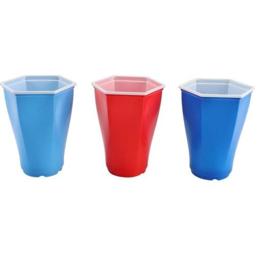 HGHO Disposable Plastic Cup Hexagon Cup Wedding Birthday Party Cup 16 Ounces 3 Kinds of Color Thickened Plastic Cup